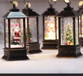 Christmas LED Flame Mini Lantern (Small Oil Lamp) — Santa & Tree Snow Lantern, 13 cm