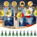 Christmas Snow Globe String Lights — 10 LED Globe Fairy Lights with Pine Needles & Snowflakes, 13.78FT, Battery Powered