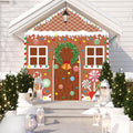 Christmas Gingerbread House Door Cover (4-Piece Set) — Festive Door Decoration with Rope & Glue Dots