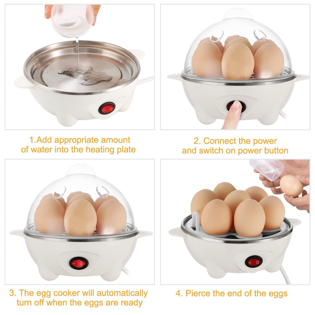 Rapid Electric Egg Cooker - 7-Egg, Auto Shut-Off, with Steamer