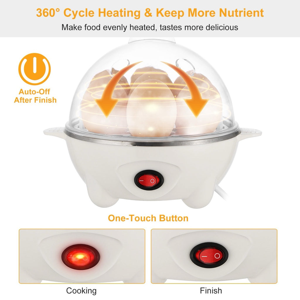Rapid Electric Egg Cooker - 7-Egg, Auto Shut-Off, with Steamer