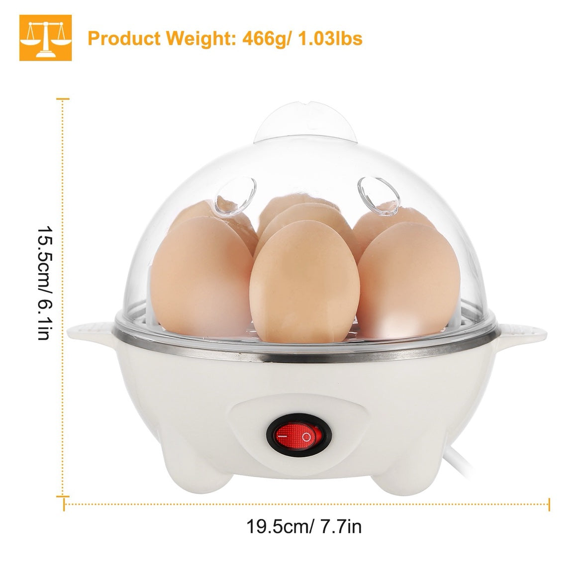 Rapid Electric Egg Cooker - 7-Egg, Auto Shut-Off, with Steamer