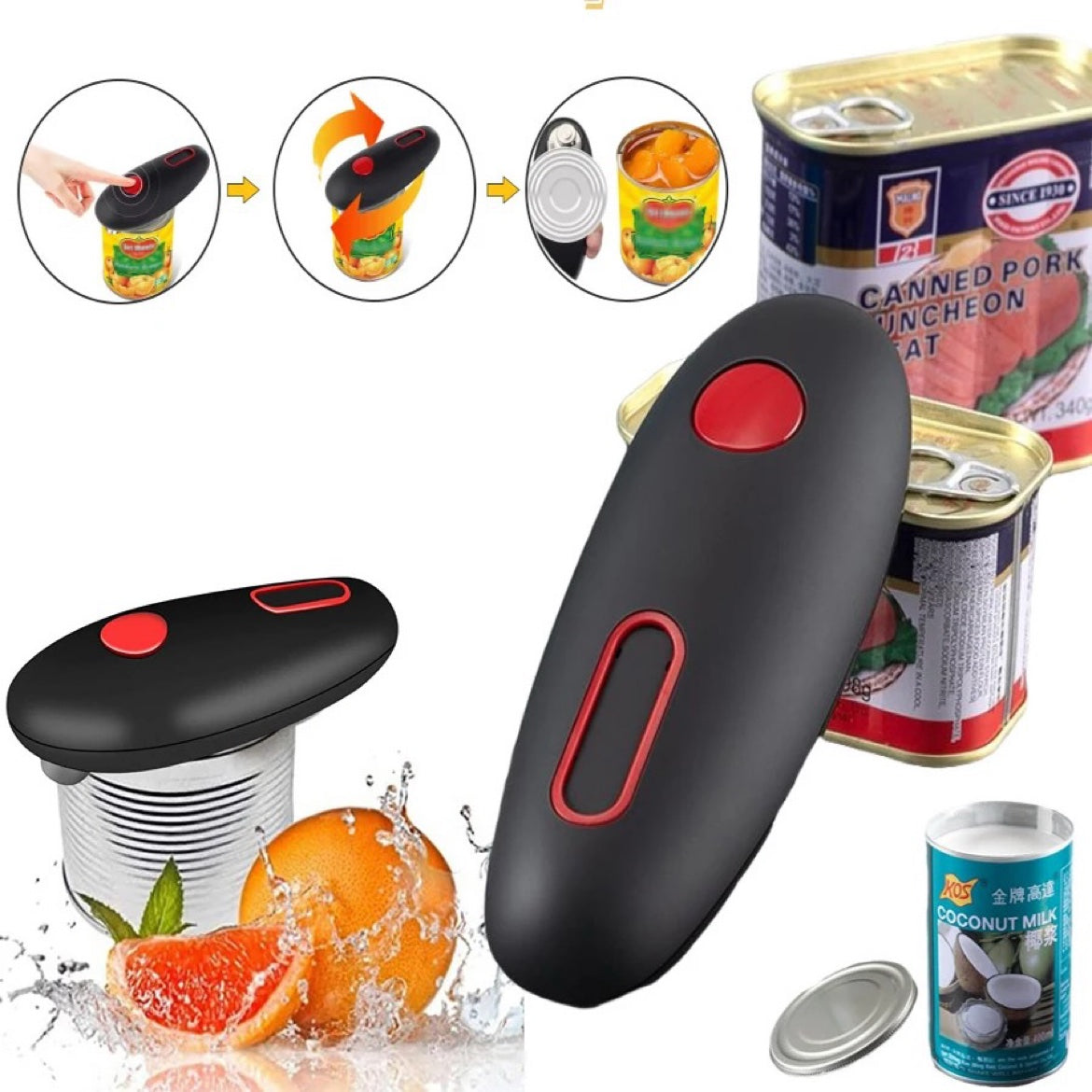 Electric Can Opener - one touch automatic, smooth edge