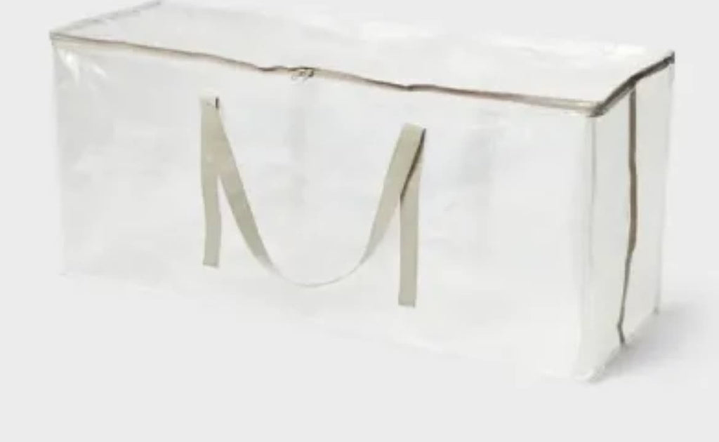 XL large clear storage bag empty with handles