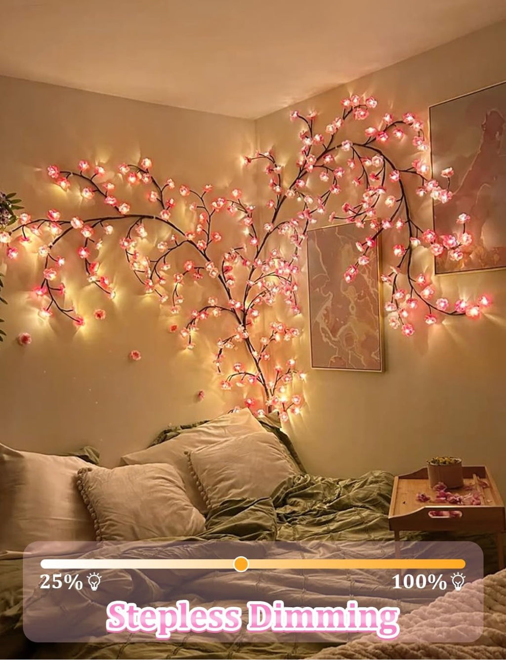 Cherry blossom branch lights stepless dimming 25 to 100 percent