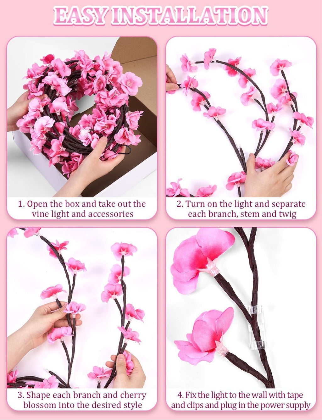 Cherry blossom vine lights easy installation steps