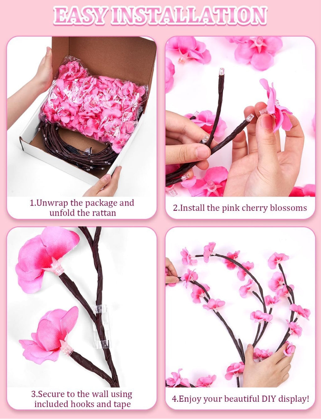 Cherry blossom vine lights easy installation DIY display