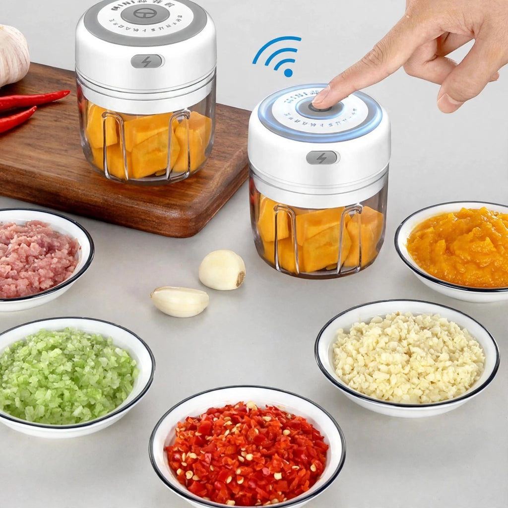 Electric Mini Food Chopper - 300ML USB Rechargeable Garlic & Vegetable ...