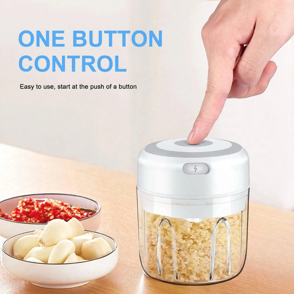 Electric Mini Food Chopper - 300ML USB Rechargeable Garlic & Vegetable ...